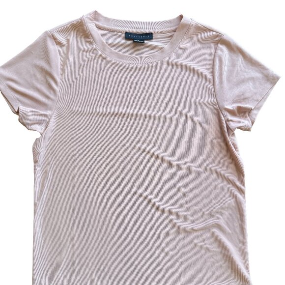 NWOT Sanctuary Blush Pink Sheer Mesh T-Shirt Size S Short Sleeve Crew Neck - Picture 4 of 6